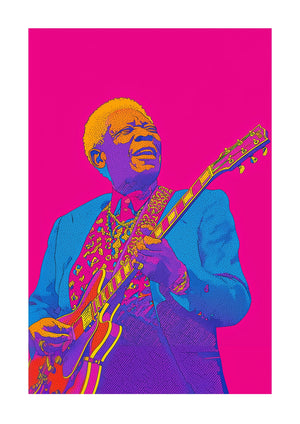 BB King on bright pink background unframed art print