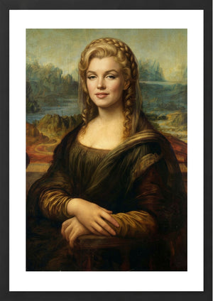 Marilyn Monroe as Mona Lisa art print black frame