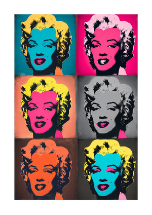 Marilyn Monroe Warhol style, 6 colourful squares unframed art print