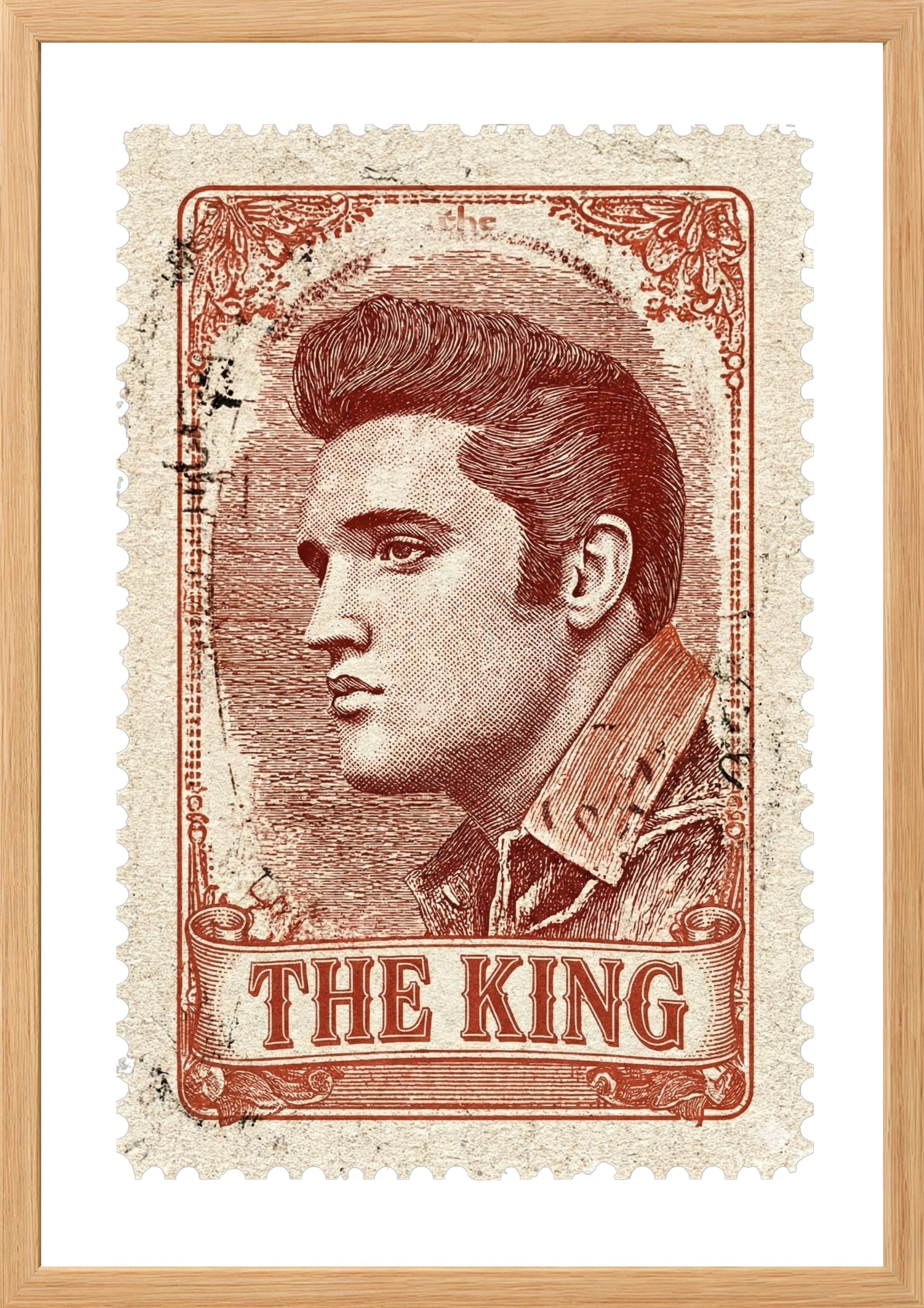 Elvis Presley on a postage stamp wall art print timber frame