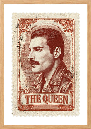 Freddy Mercury of Queen on a postage stamp art print timber frame