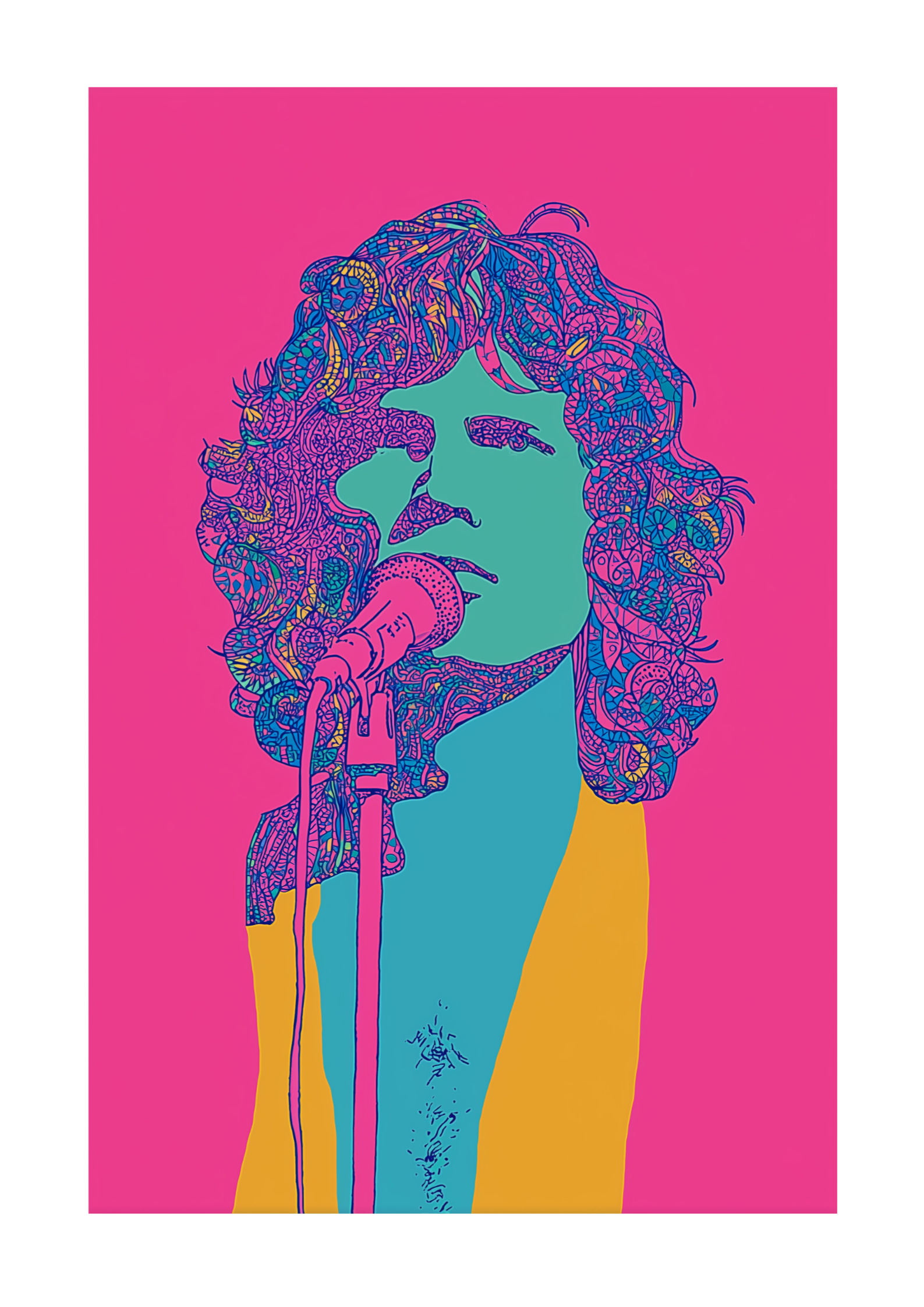 Jim Morrison on bright pink background unframed art print