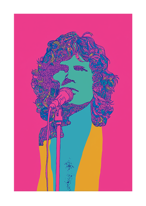 Jim Morrison on bright pink background unframed art print