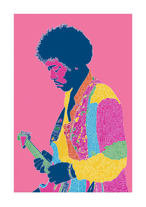 Jimi Hendrix on pink background unframed art print 