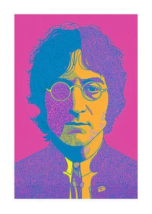 John Lennon art print pink yellow and blue unframed pop art print
