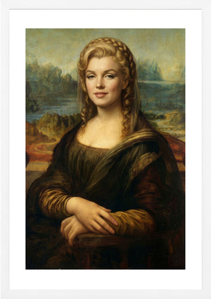 Marilyn Monroe as Mona Lisa art print white frame