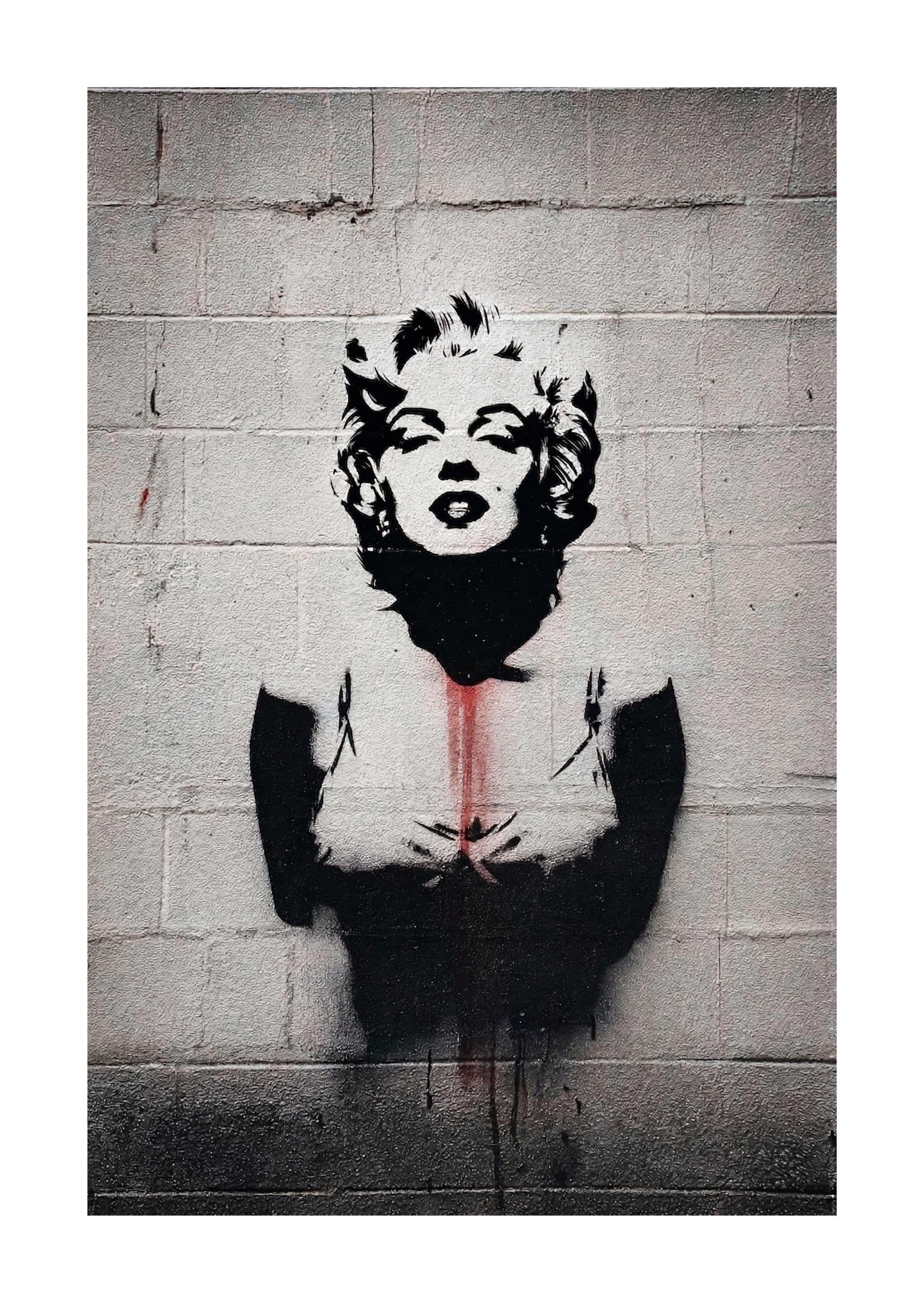 Marilyn Monroe painted on concrete wall unframed art print