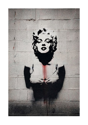 Marilyn Monroe painted on concrete wall unframed art print