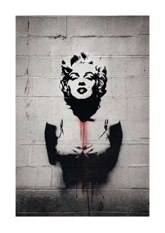 Marilyn Monroe painted on concrete wall unframed art print