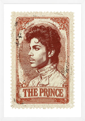 Prince on a postage stamp wall art print white frame