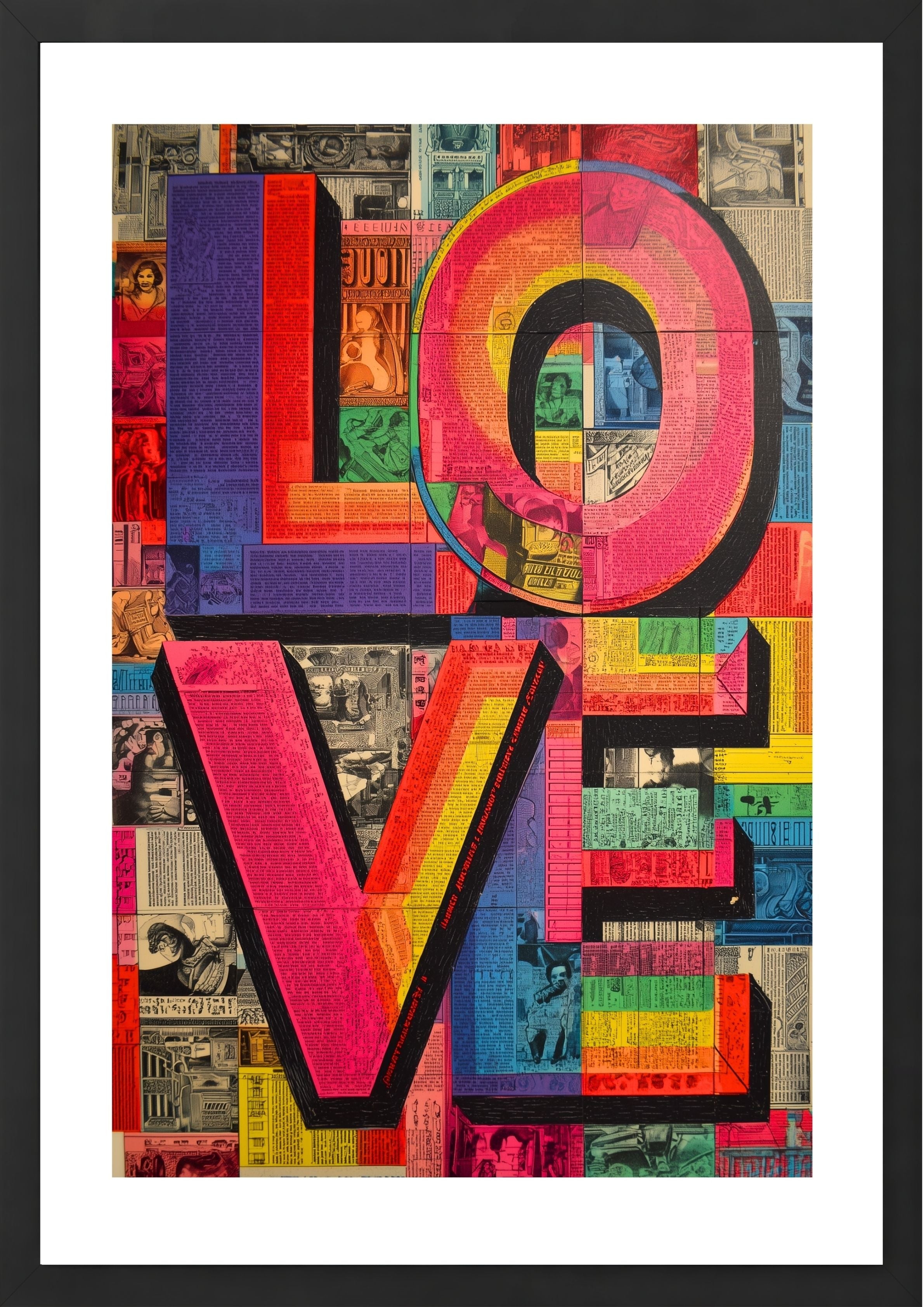 カラフルなポップアート作品 'Love' Love Explosion | Colorful Abstract Textured Oil Painting Wall Art